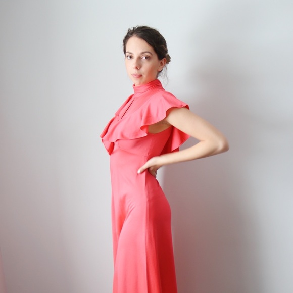 Vintage Edwardian style coral maxi dress - Picture 5 of 8